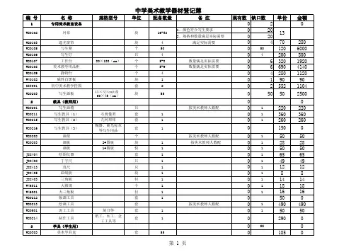 中学美术器材配备标准