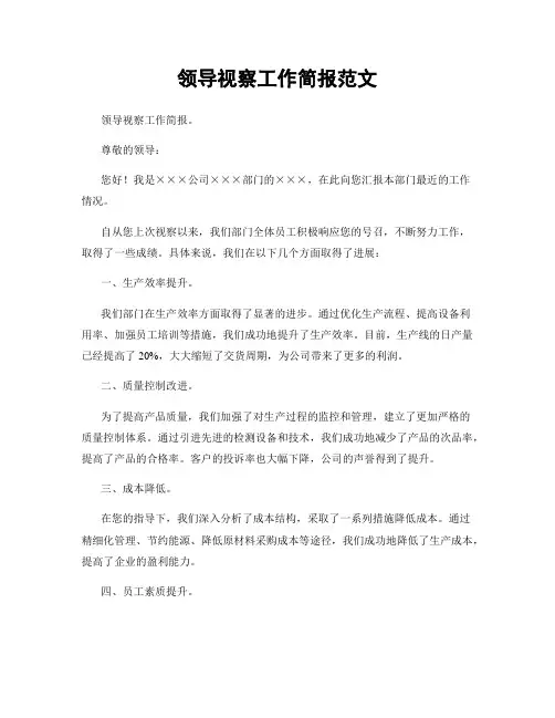 领导视察工作简报范文