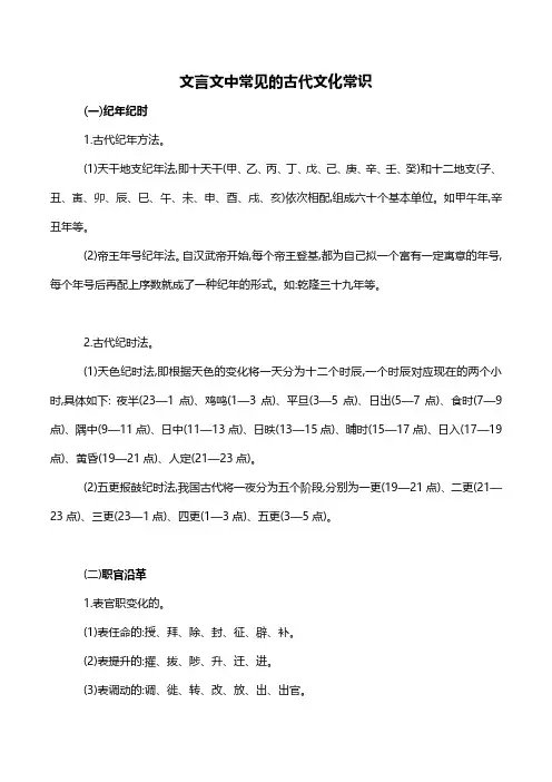 常见的古代文化常识汇编