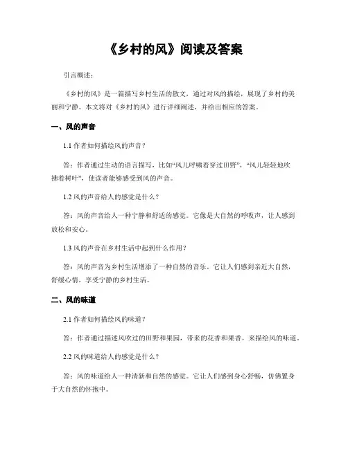 《乡村的风》阅读及答案