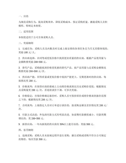 采购人员奖惩管理制度