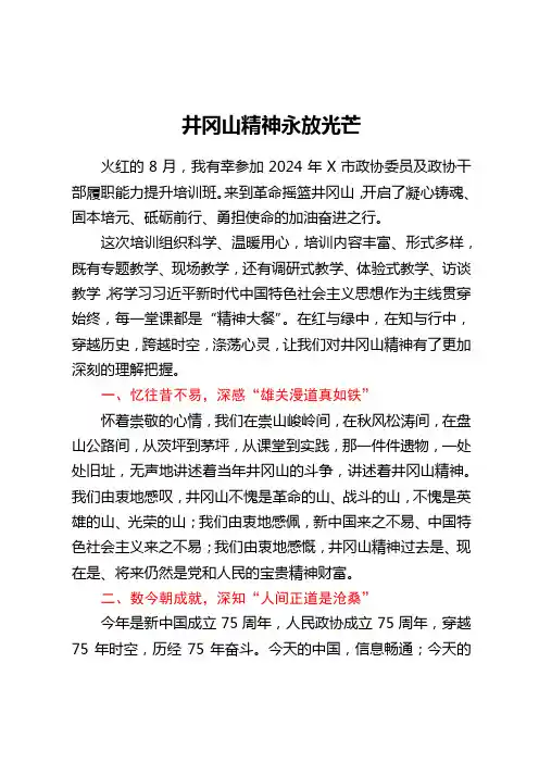 井冈山精神永放光芒