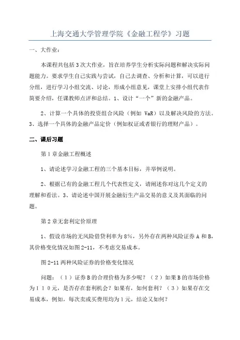 上海交通大学管理学院《金融工程学》习题