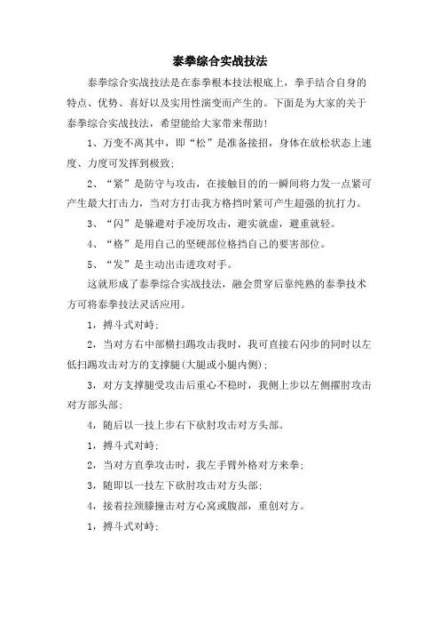泰拳综合实战技法