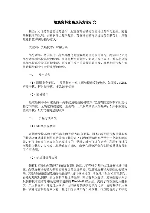 地震资料去噪及其方法研究