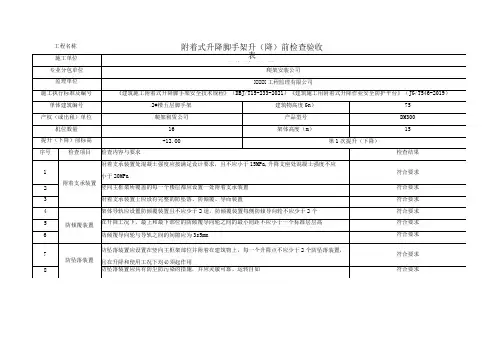附着式升降脚手架升(降)前检查验收表