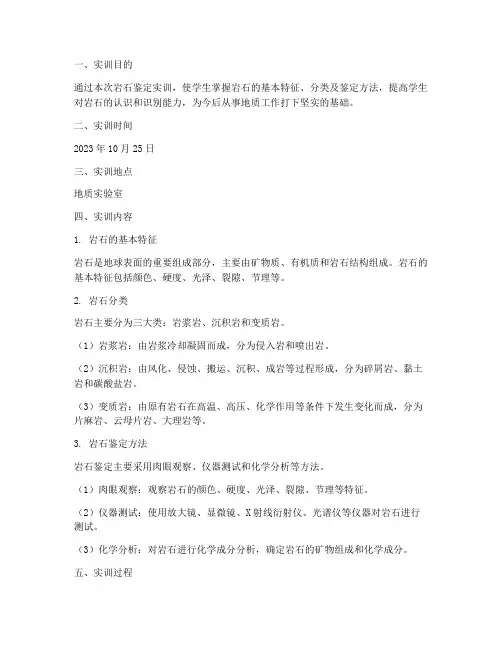 岩石鉴定的实训报告书