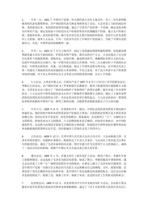 中国近现代史重大会议