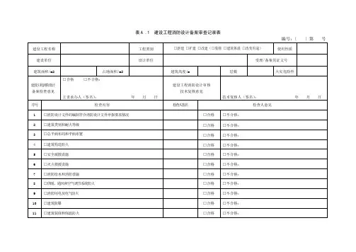 ☆GA1290-2016(备案类)建设工程消防设计备案审查记录表