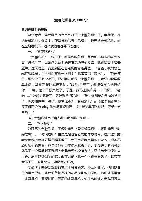 金融危机作文800字