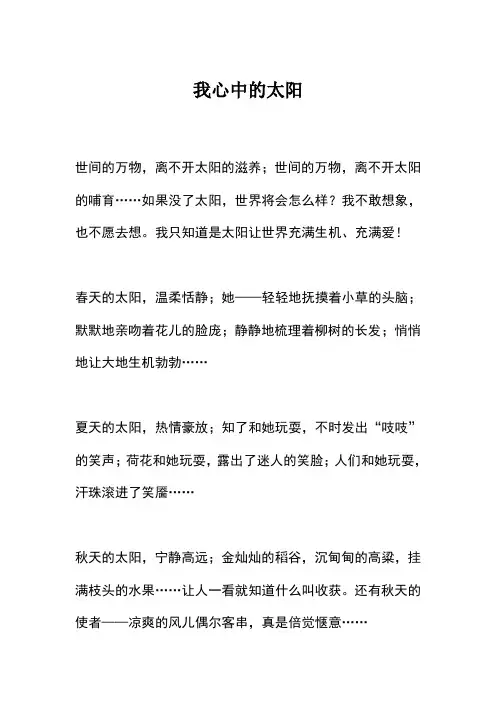 我心中的太阳中考范文