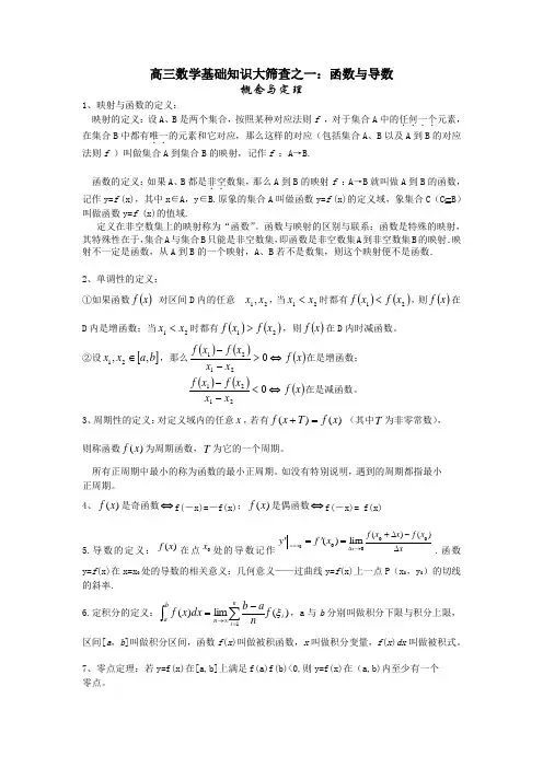 高中数学基础知识大筛查(1)-函数与导数