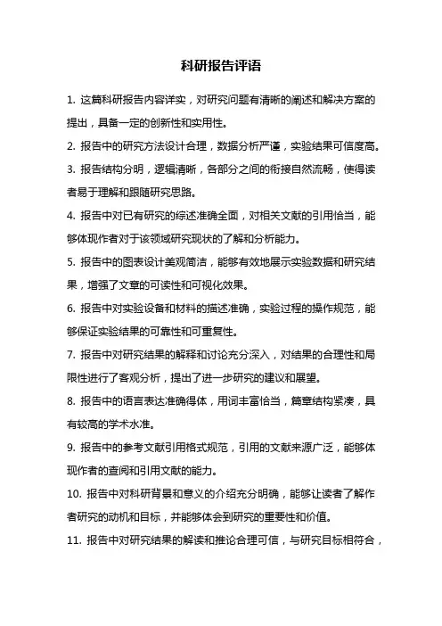 科研报告评语