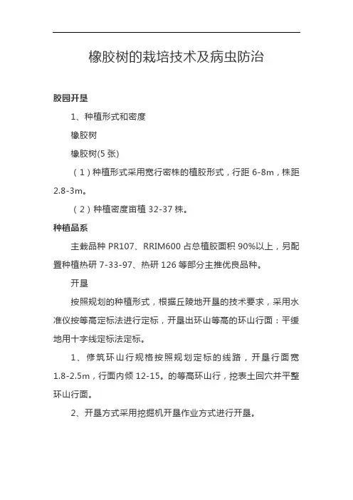 橡胶树的栽培技术及病虫防治