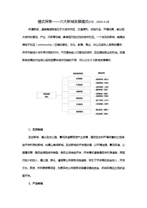 六大新城发展模式