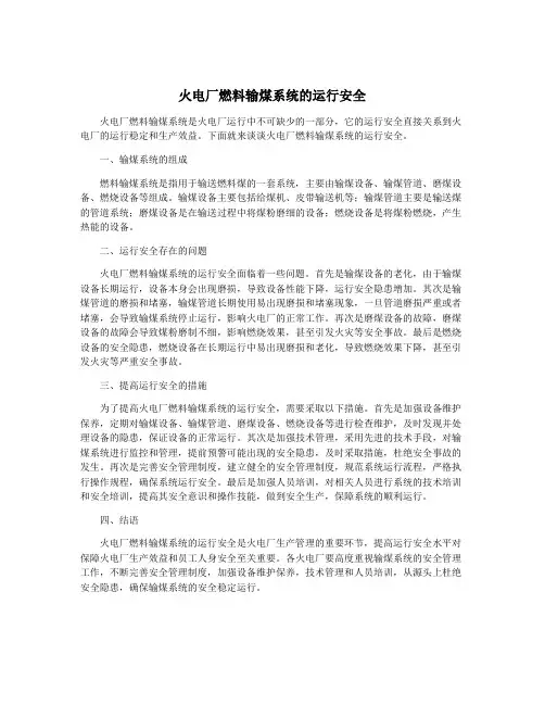 火电厂燃料输煤系统的运行安全