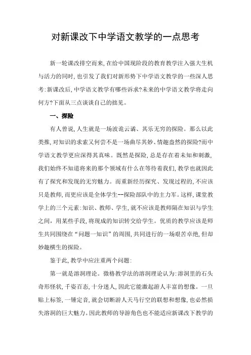 对新课改下中学语文教学的一点思考