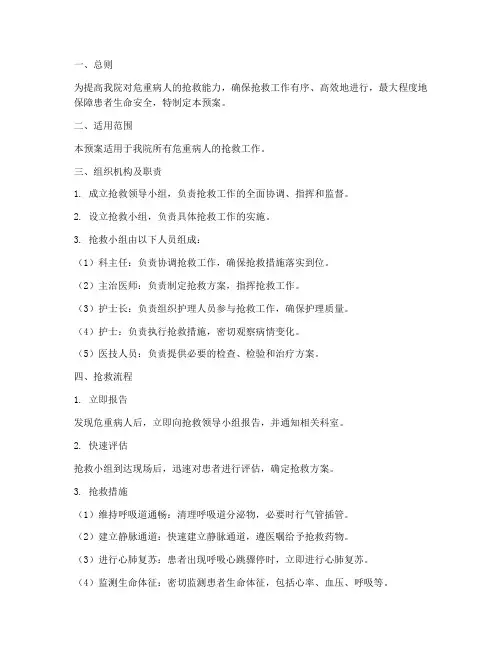 危重病人抢救应急预案