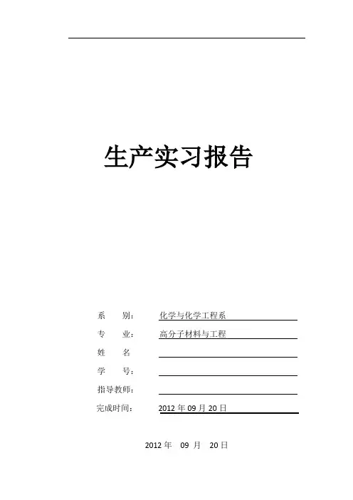 氯碱厂实习报告