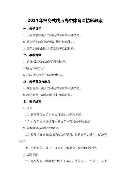 2024年挺身式跳远高中体育课精彩教案