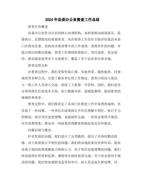 2024年县委办公室督查工作总结