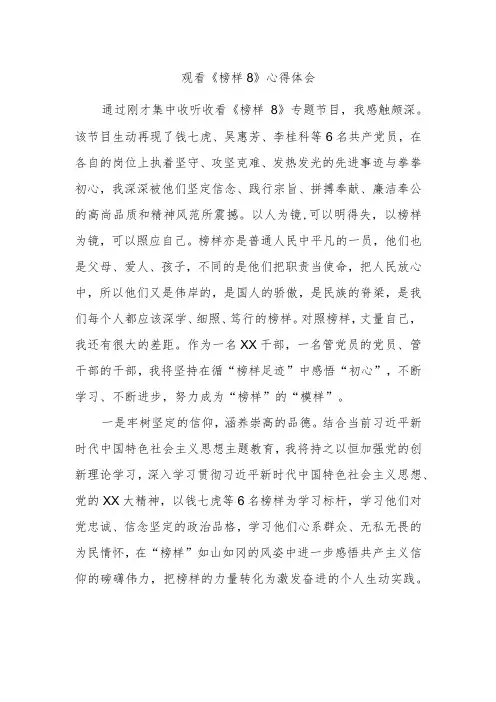 观看《榜样8》心得体会