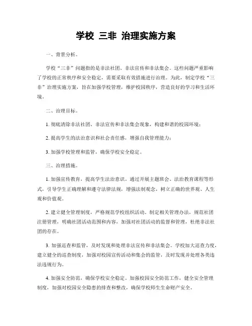 学校 三非 治理实施方案