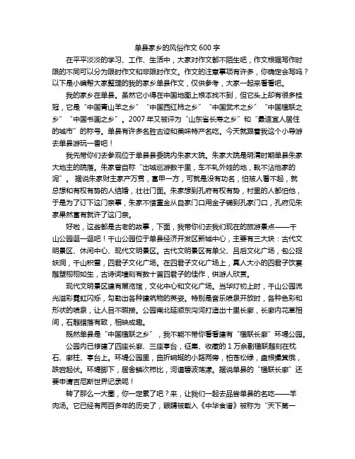 单县家乡的风俗作文600字