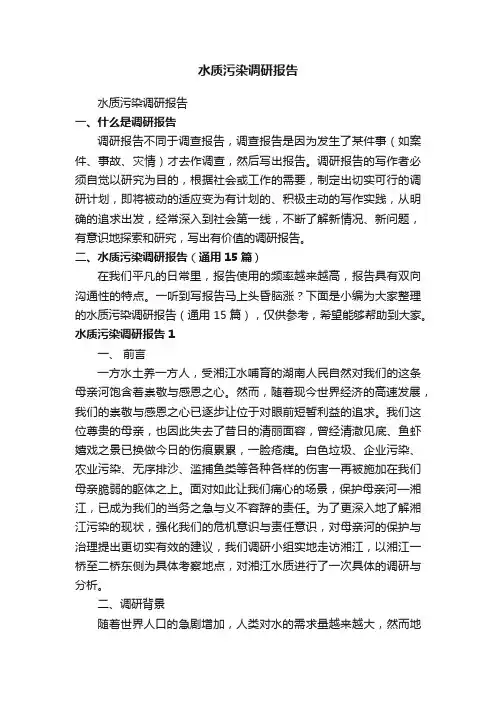 水质污染调研报告（通用15篇）
