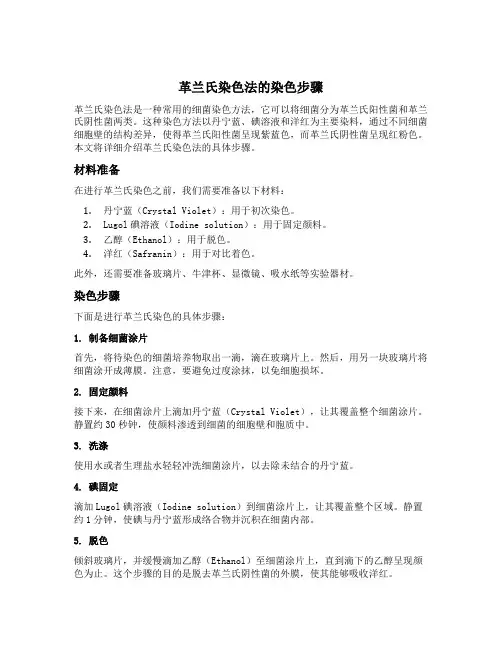 革兰氏染色法的染色步骤