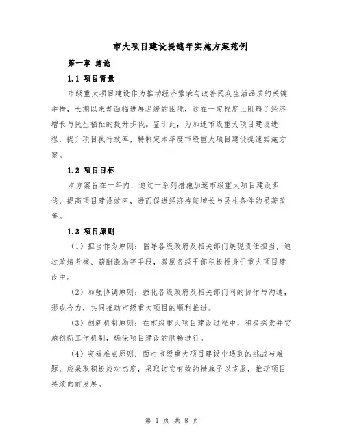 市大项目建设提速年实施方案范例（三篇）