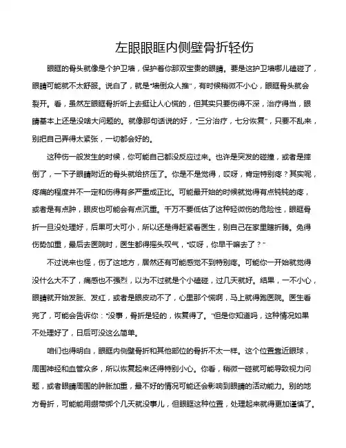 左眼眼眶内侧壁骨折轻伤