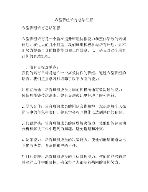 六型班组培育总结汇报
