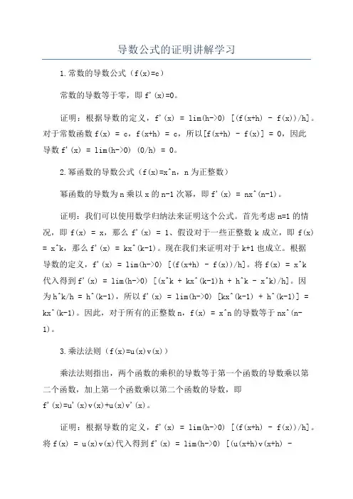 导数公式的证明讲解学习