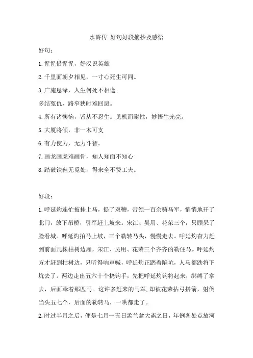 水浒传-好句好段摘抄及感悟
