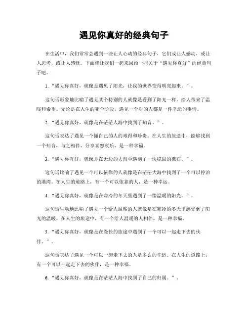 遇见你真好的经典句子