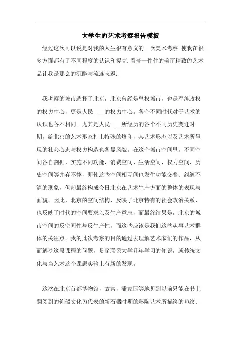 大学生的艺术考察报告模板
