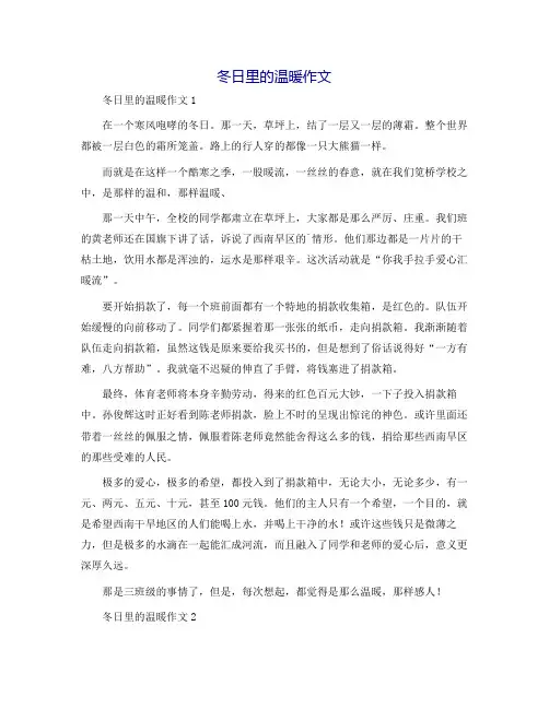 冬日里的温暖作文
