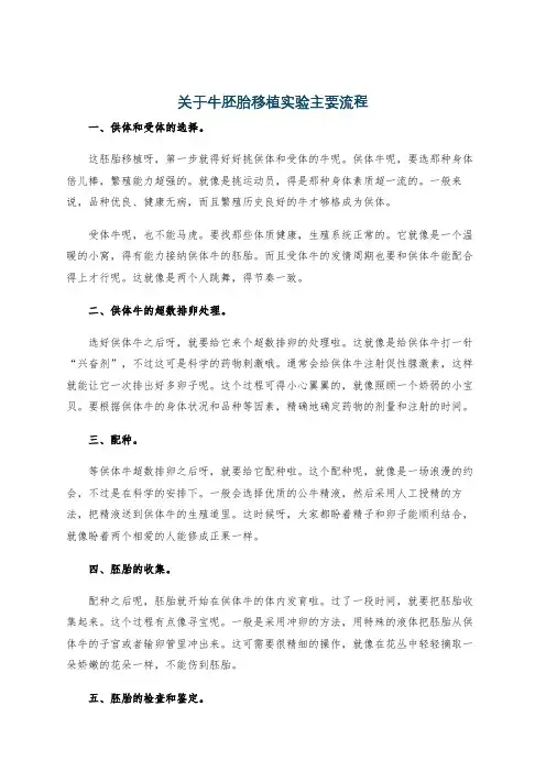 关于牛胚胎移植实验主要流程