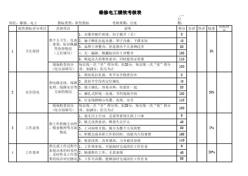 维修电工绩效考核表