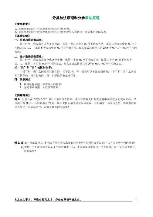 分类加法原理和分步乘法原理