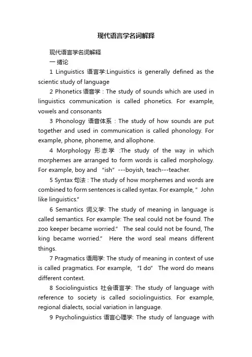 现代语言学名词解释
