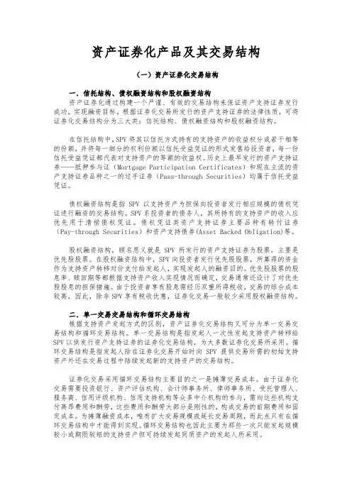 资产证券化产品及其交易结构