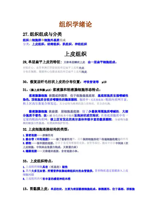 组胚 期末 复习 资料