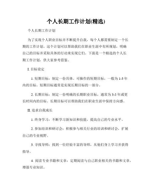 个人长期工作计划(精选)
