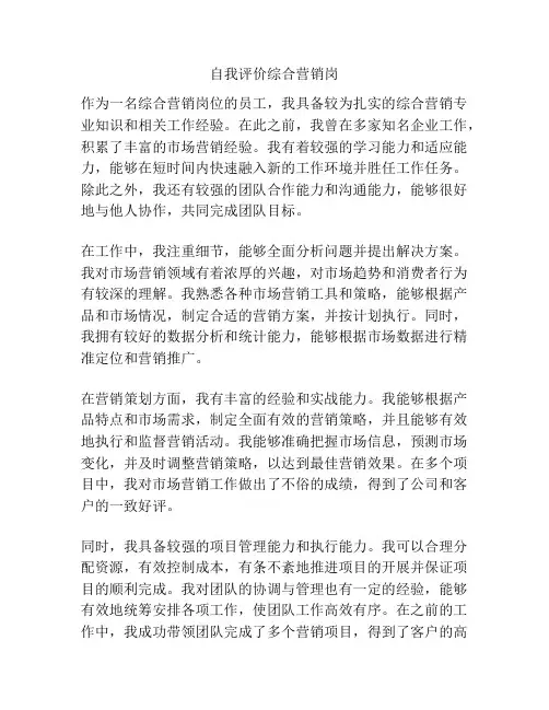 自我评价综合营销岗