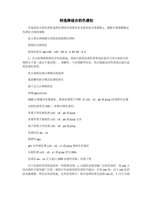 何选择适合的色谱柱