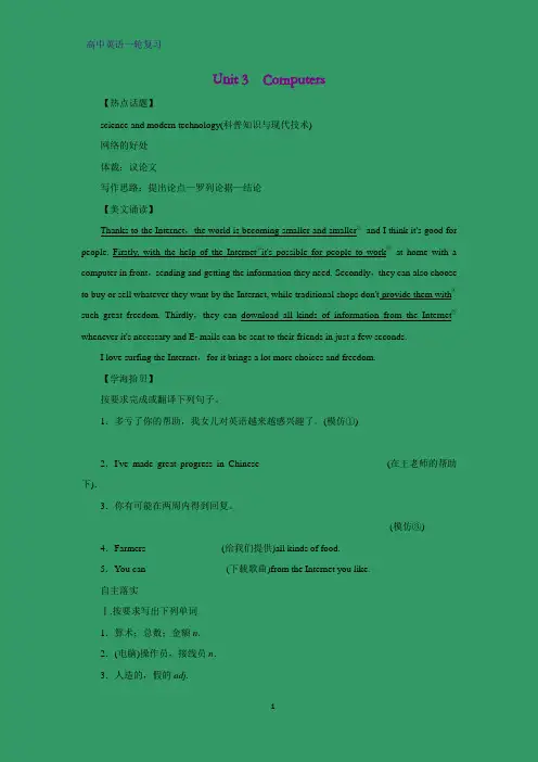 高三英语一轮复习优质学案14：Unit 3 Computers