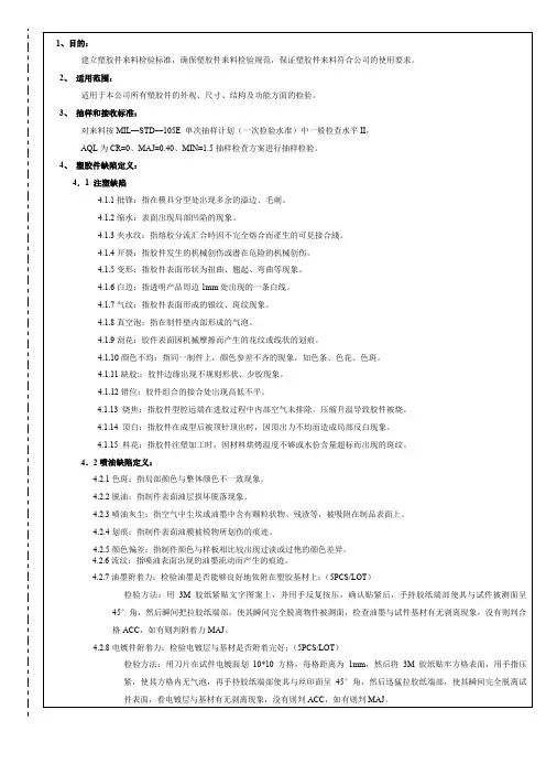塑胶件检验标准