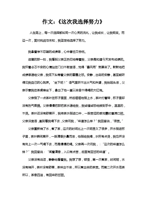 作文：《这次我选择努力》